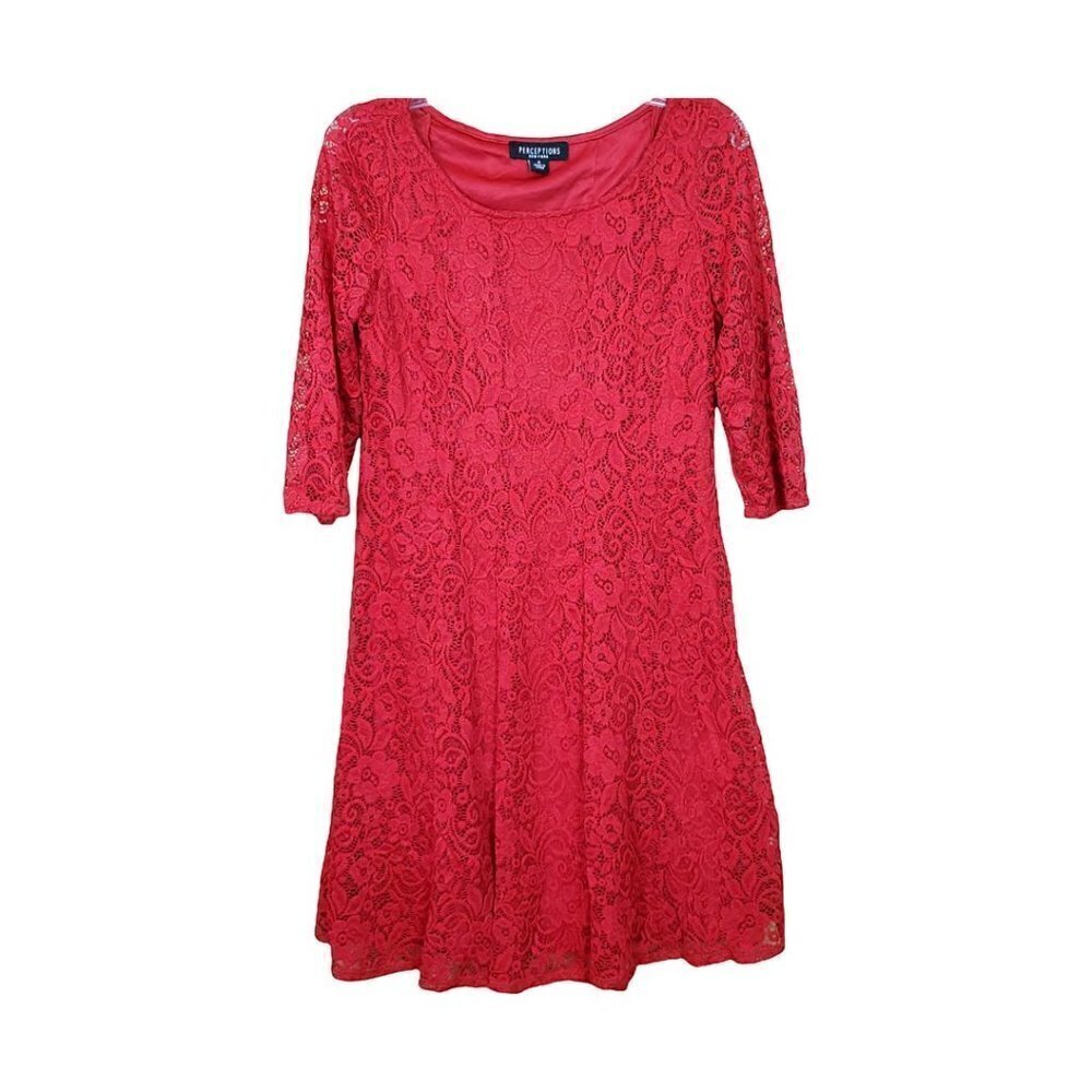 💎392 Perceptions New York Red Lace Cocktail Dress